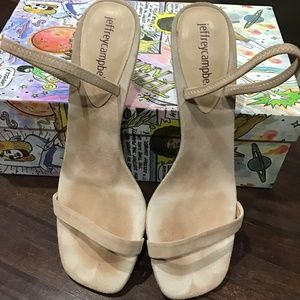 Jeffrey Campbell strappy tan suede sandals